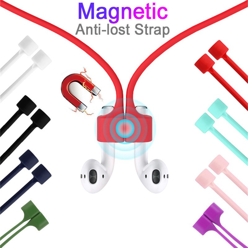 For AirPods Magnetic Silicone Anti-lost Neck Strap Wireless Earphone ...