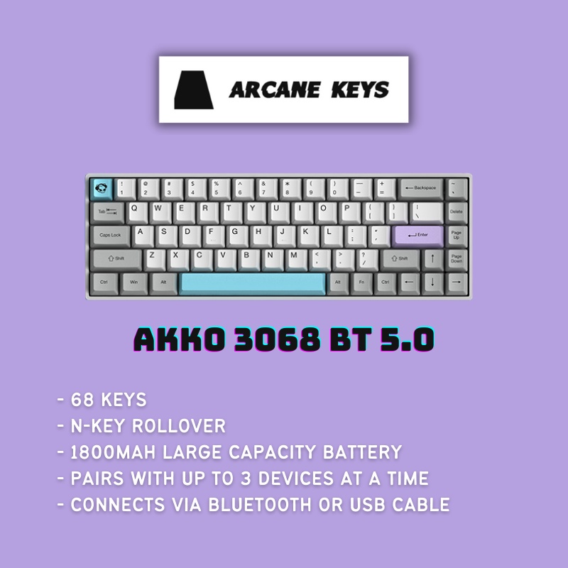 Akko 3068 68-Key Bluetooth Mechanical Keyboard, Mechanical Keyboards, Custom Layout Mechanical Keyboards