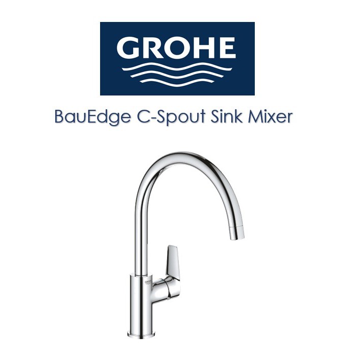 GROHE BauEdge CSpout Kitchen Sink Mixer Tap (Latest Model) Shopee