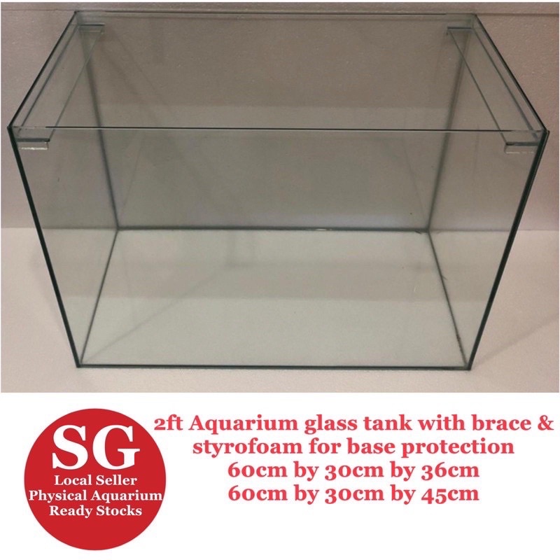 2ft Aquarium glass tank with brace & styrofoam for base protection