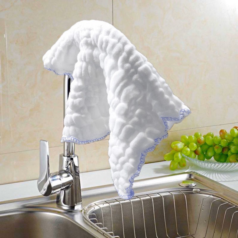 10pcs Water Absorption Dishwashing Cloth Wavy Pattern Polyester Cleaning  Cloths Anti-grease Kitchen Hand Towels For Cleaning Kitchen Window Car  Window (colors Random)