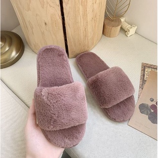 Furry open sales toe slippers