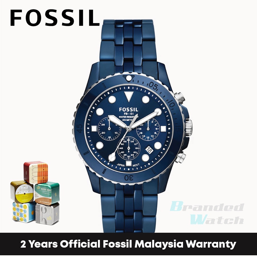 Official Warranty Fossil CE5025 Men s FB 01 Chronograph Blue Ceramic Strap Watch