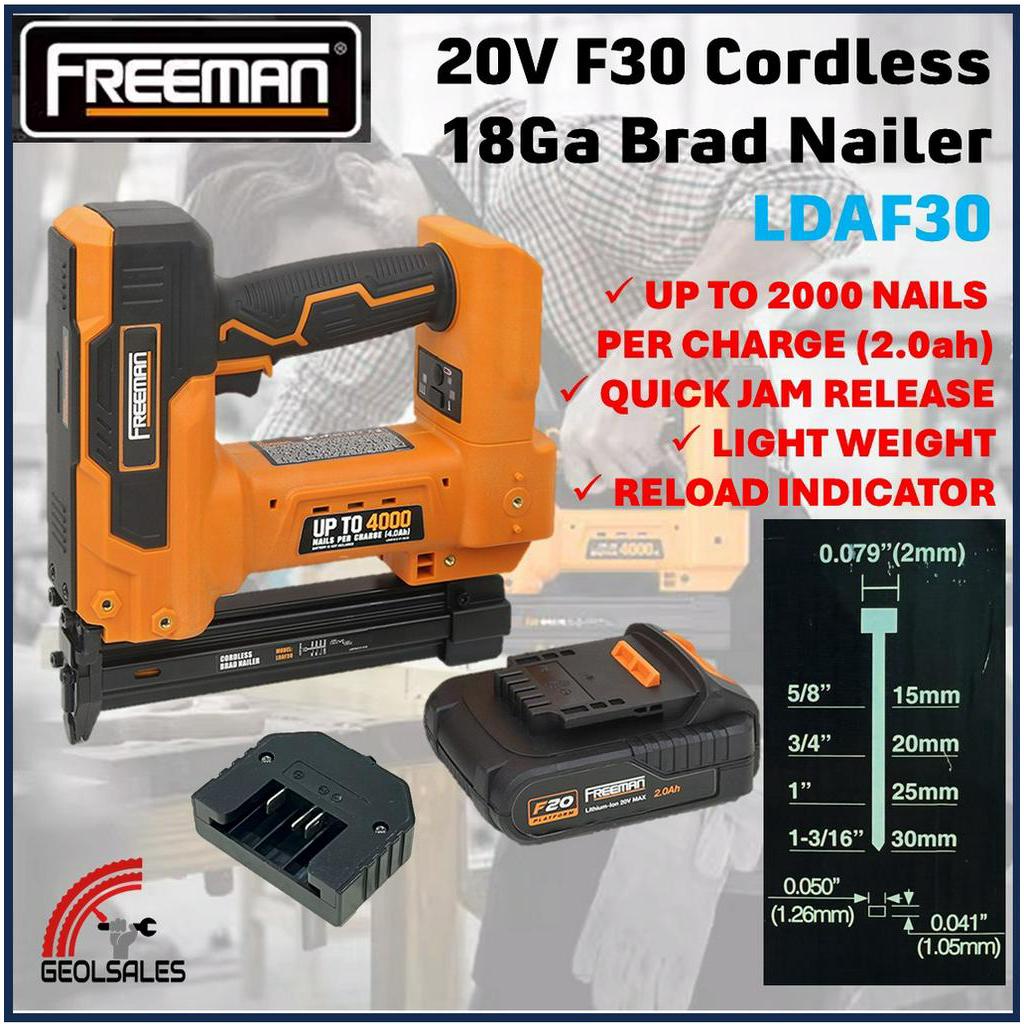 FREEMAN F30 20V Max Cordless 18Ga Brad Nailer LDAF30 (15 30mm