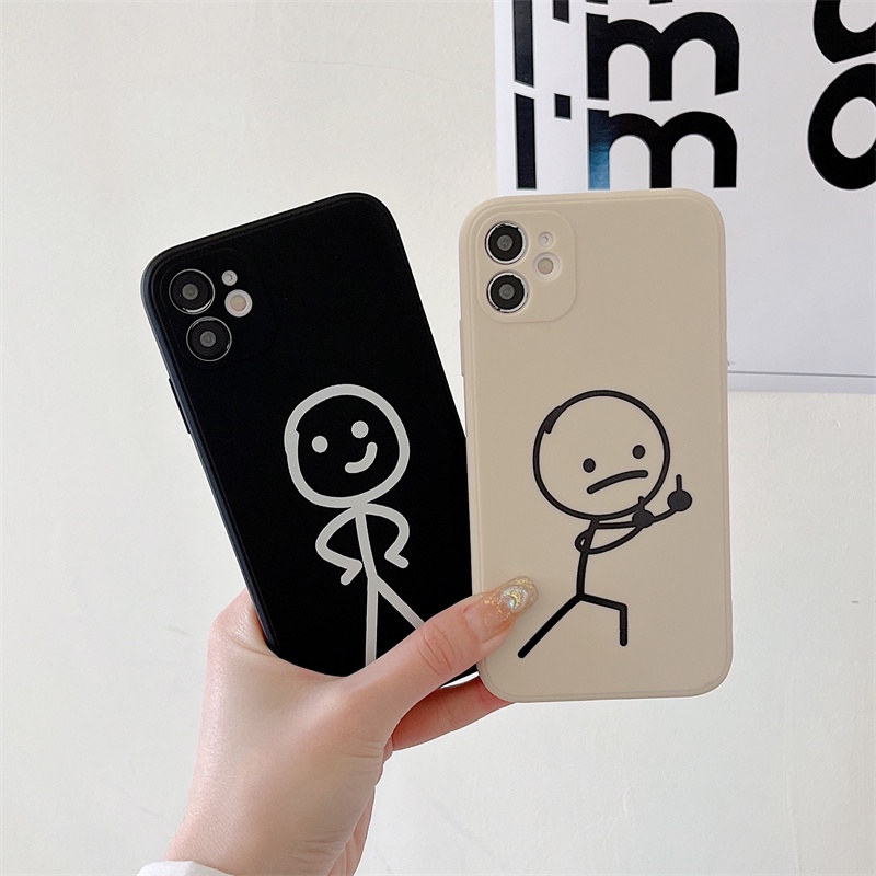 Couple Cute Funny Line Square Soft Silicone Phone Case Samsung S22