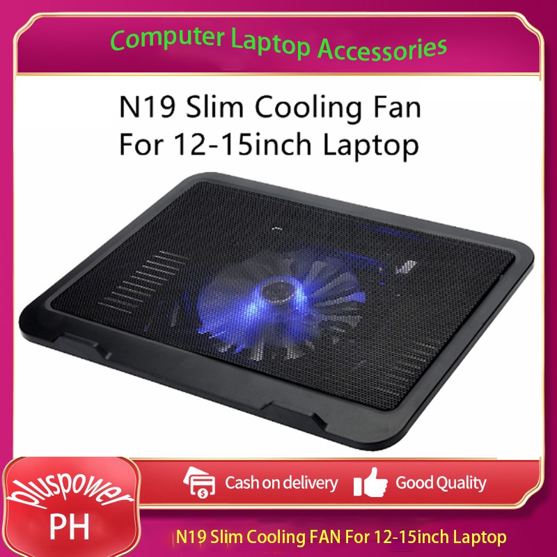 N19 notebook cooler 14 inch LED light fan usb Mini Laptop Cooler Blu