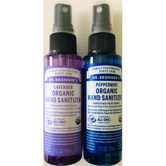 Dr. Bronner's (Lavender/Peppermint) Organic Hand Sanitizer 59 g 1 Spray