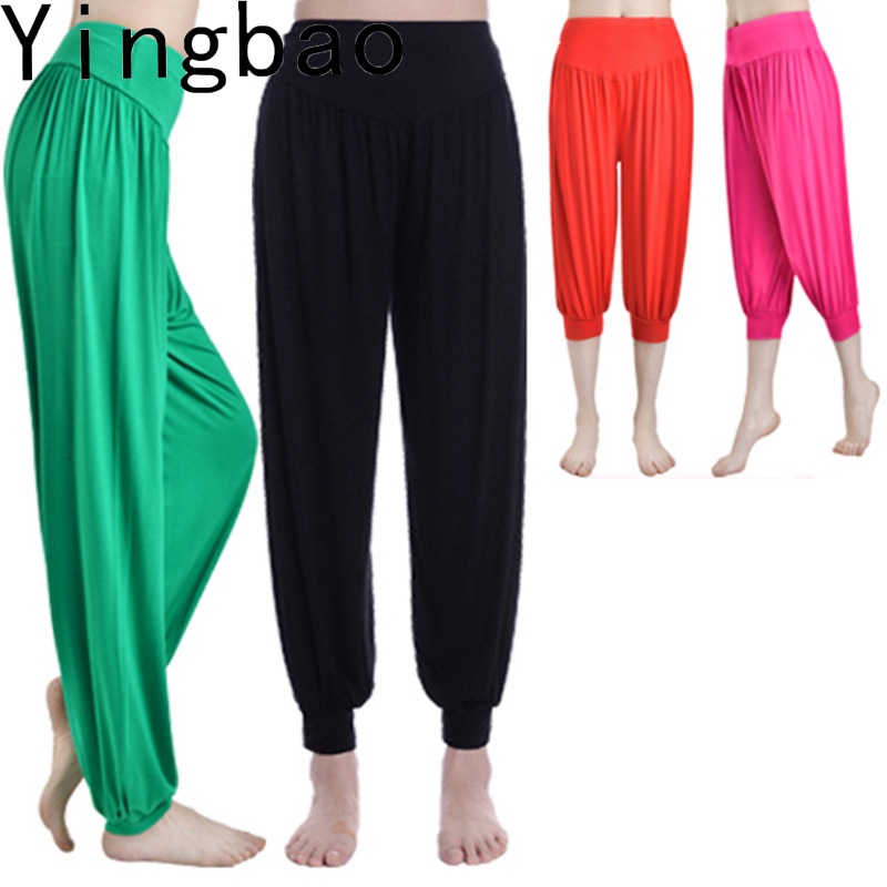 Women Modal Yoga Pants High Waist Wide Leg Dance Harem Pants(xl