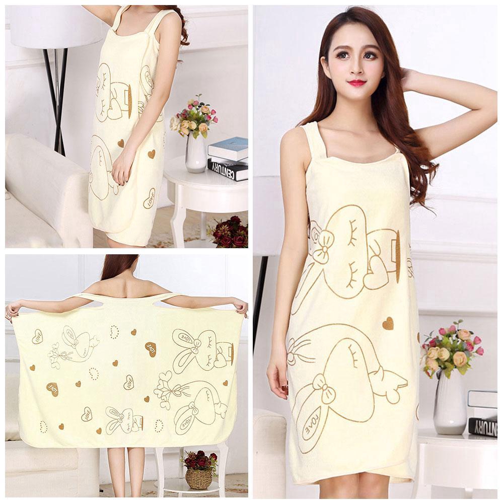 Women Bathrobe Bath Towel Wrap Soft Wearable Water Bathing Absorbent