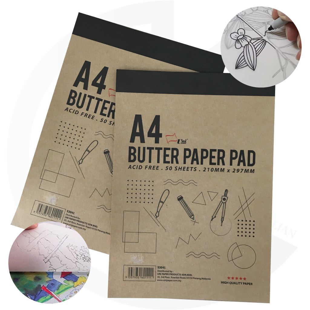 Uni Paper A4 Butter Paper Pad / Kertas Butter (50 Sheets) S3041 ...