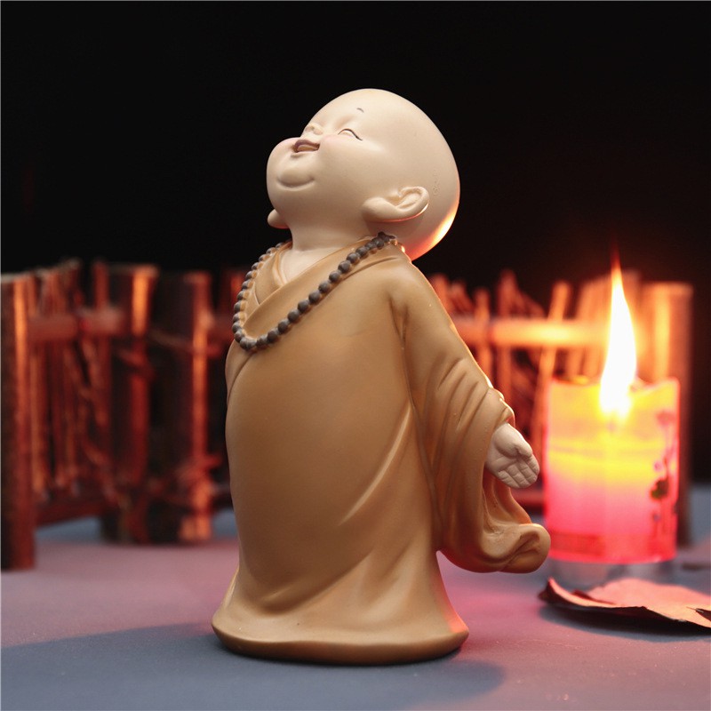 Little Monk Sculpture Resin Hand-carved Buddha Statue Home Office