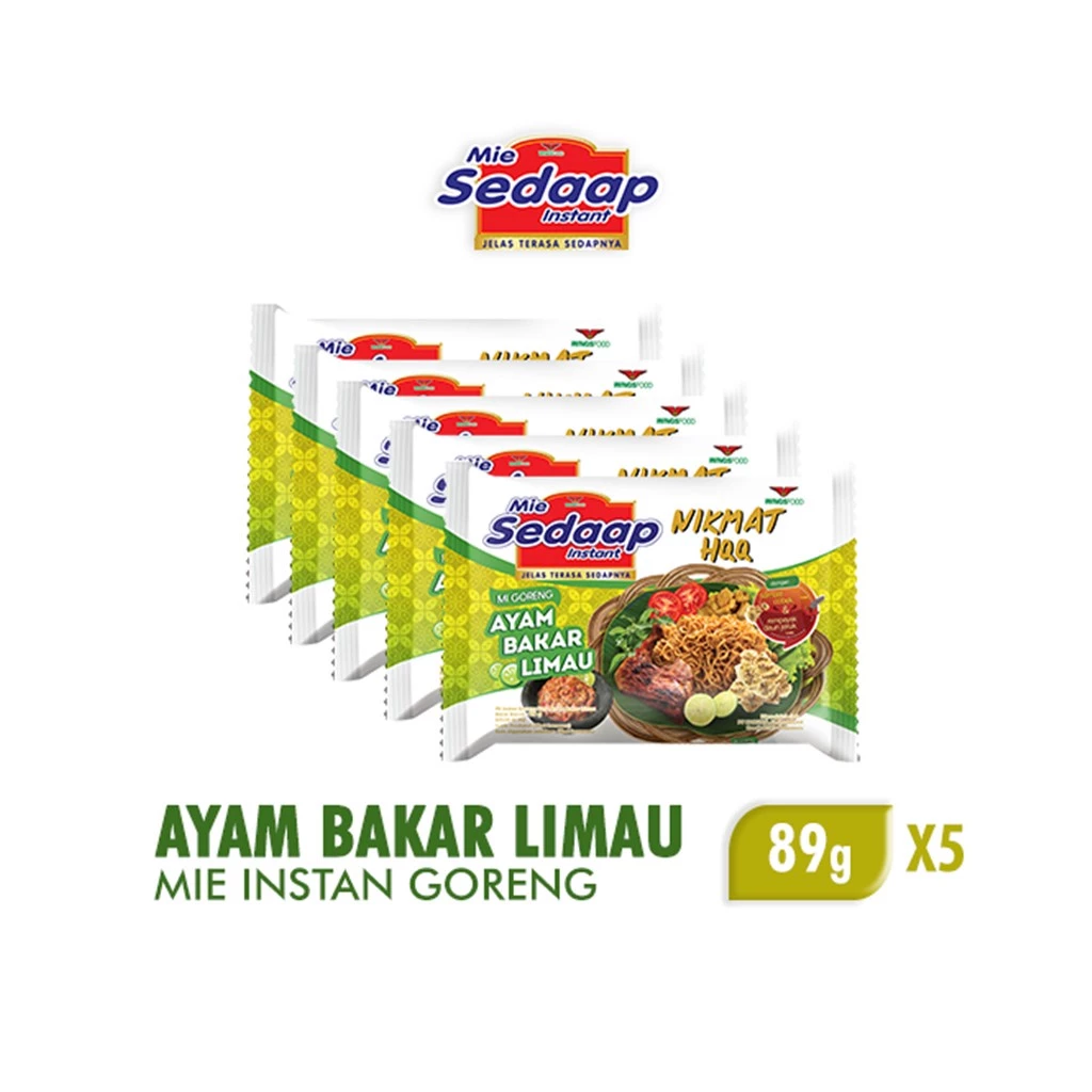 Sedaap Mie Instan Ayam Bakar Limau Bag 89 gr x5