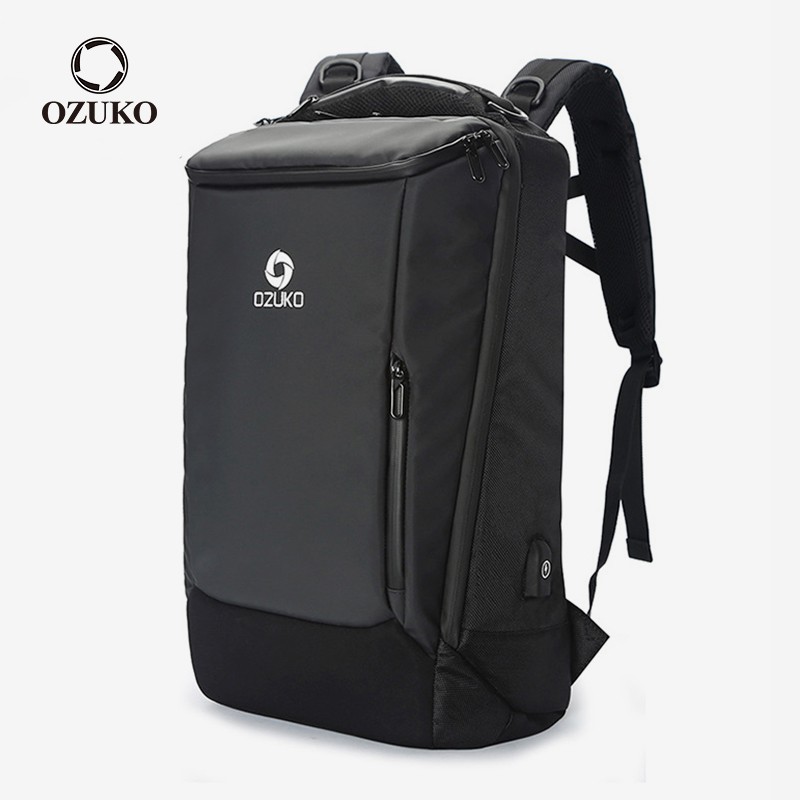 OZUKO Men Large Capacity Laptop Backpack Waterproof Oxford USB Charging Business Travel Bag Shopee Singapore