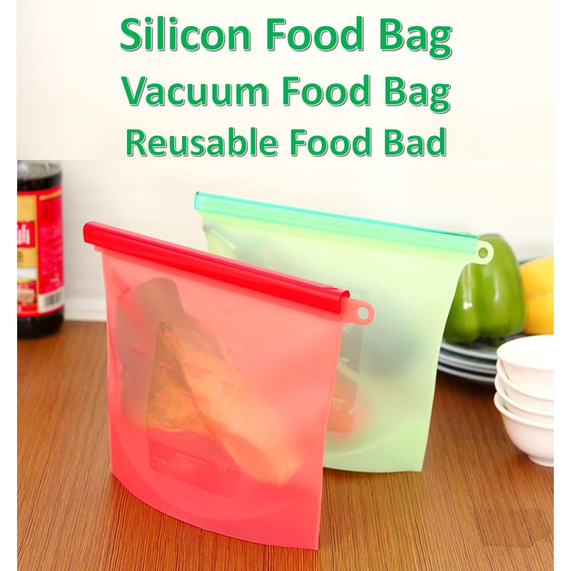 Silicon Food bag Reusable food bag Vacuum food bag 硅胶保鲜袋食品级真空食品分装自封袋 ...