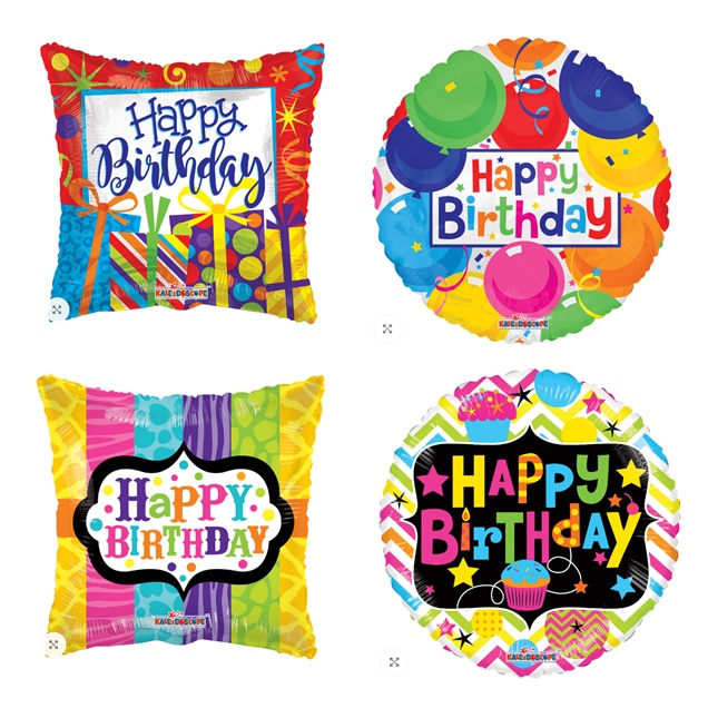 Kaleidoscope USA Happy Birthday 18 inch Mylar Foil Balloon Helium Round