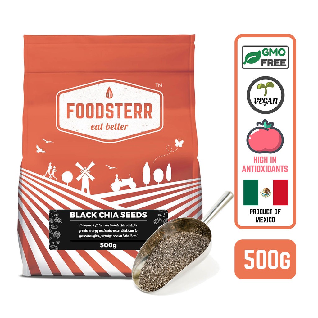 Foodsterr Black Chia Seeds, 500g Shopee Singapore