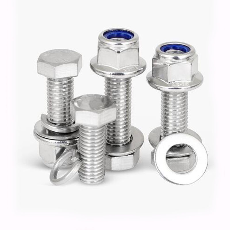 304 Stainless Steel Outer Hexagon Combination Lock Nut Set Locking Screw Nut Washer Combination