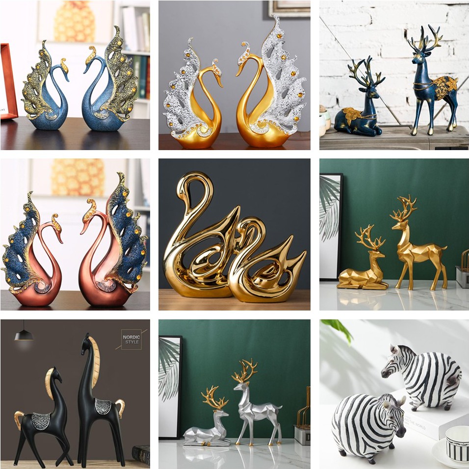 【1 Set 2 Pcs】Home Decor Ornaments Statues Sculpture Polyresin Creative Collectible Figurine Statue Decor, Office Bookshelf Desktop Crafts Gifts