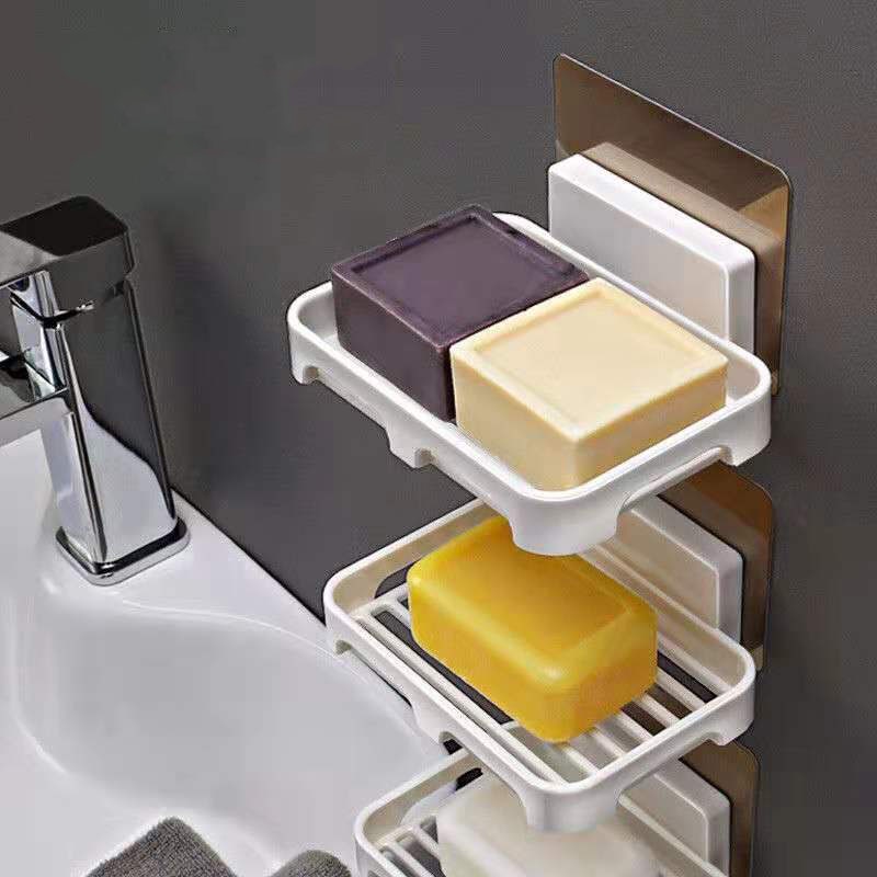 Suction Cup Soap Holder - No Drill Wall Mount Shower Caddy With Drain For Bathroom