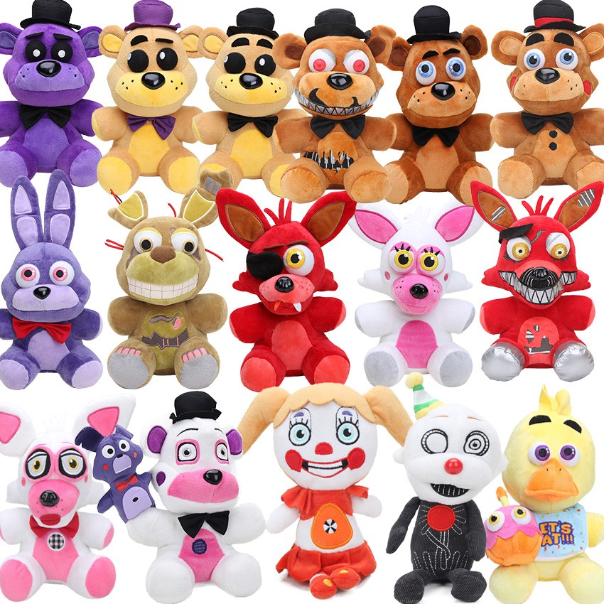 25cm FNAF Freddy Fazbear Plush Toys Golden Bear Nightmare Cupcake Foxy  Balloon Boy Clown Stuffed Dolls