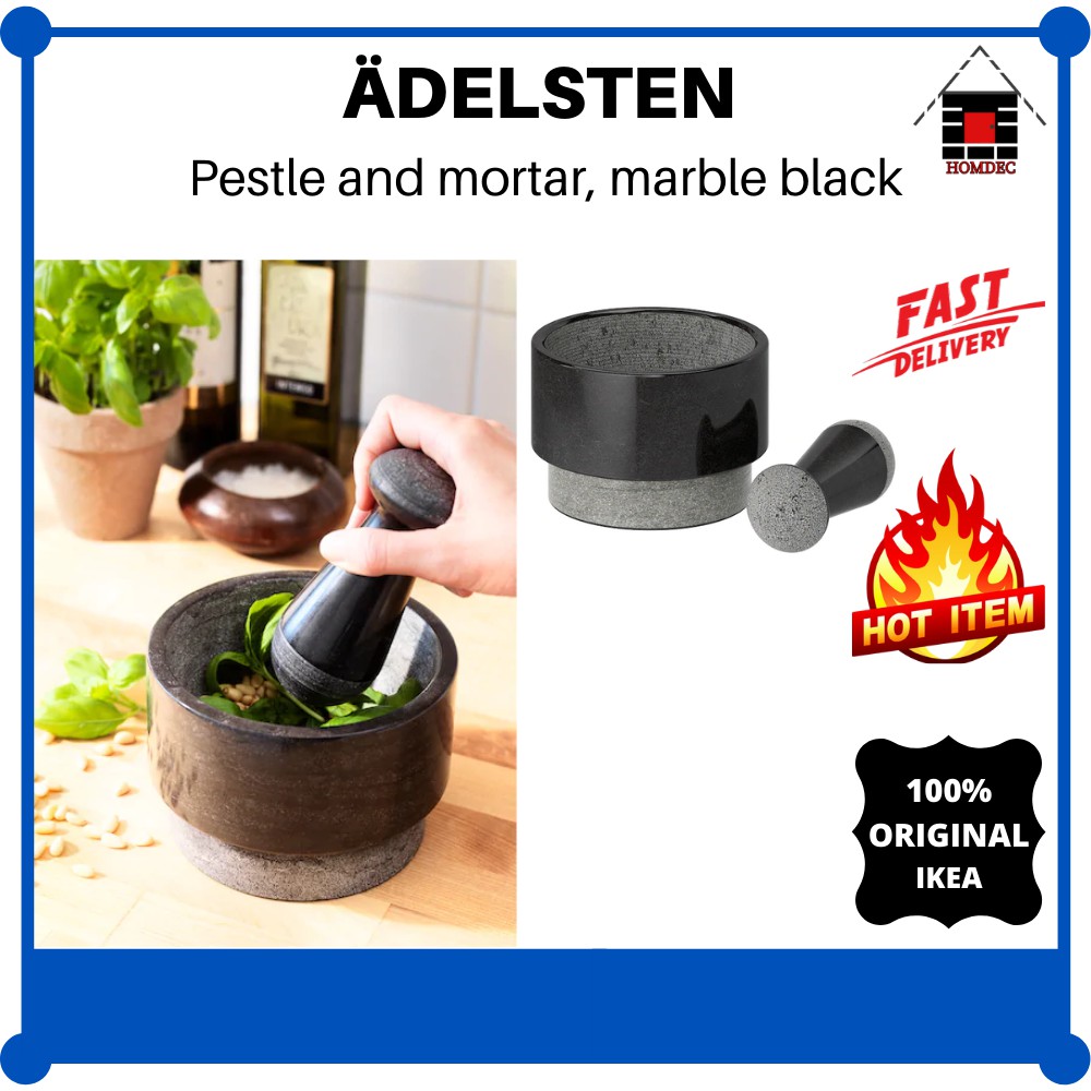 Ikea ADELSTEN Pestle and mortar, marble black I Antan and Direct, black
