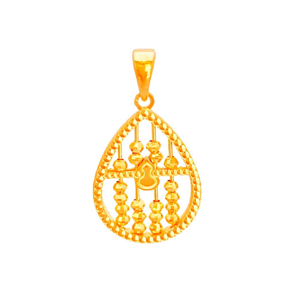 Top Cash Jewellery 999 Pure Gold Raindrop Abacus Pendant [XH43