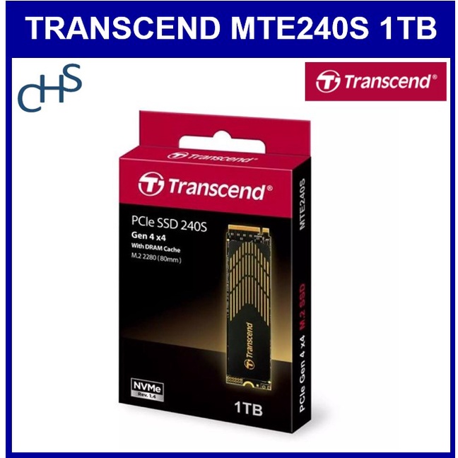 Transcend MTE240S 1TB M.2 2280 PCIe Gen4x4 M-Key 3D TLC with DRAM Cache ...
