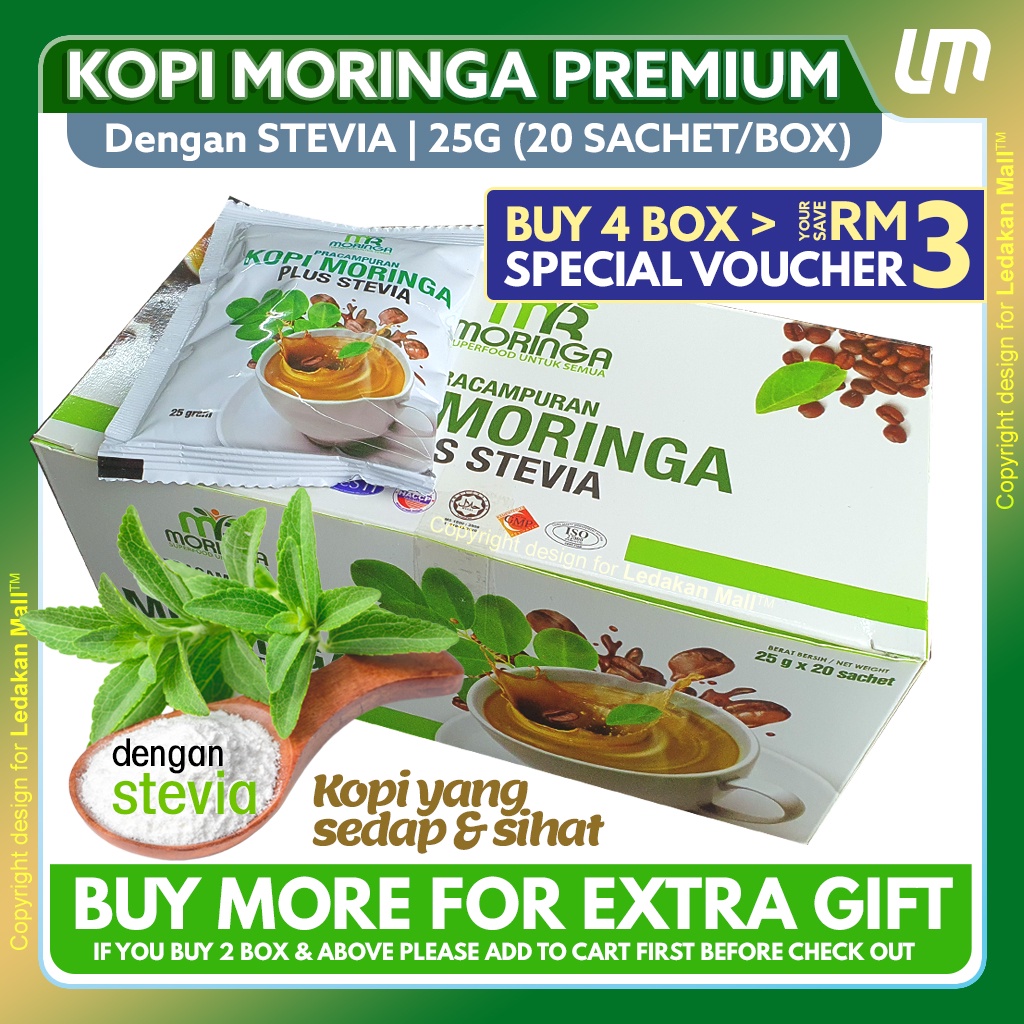 MR Moringa Original Coffee Plus Stevia Moringa Oleifera 0% White Sugar ...