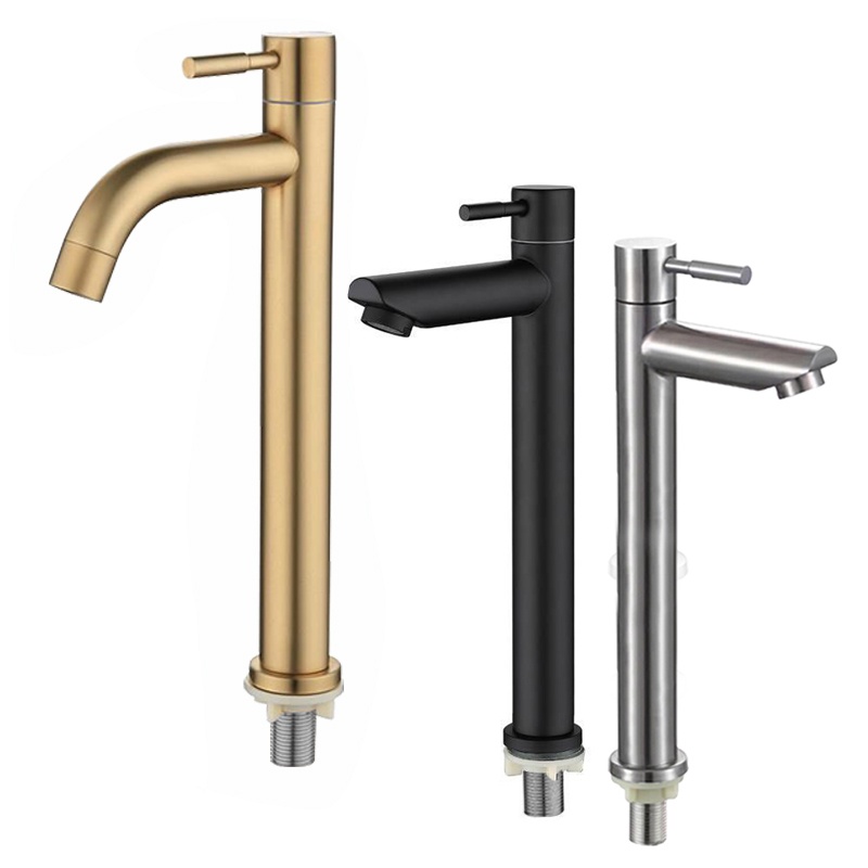 baokemo SUS304 Stainless Steel Faucet Bathroom Basin Faucets Single Cold Basin Faucet Single