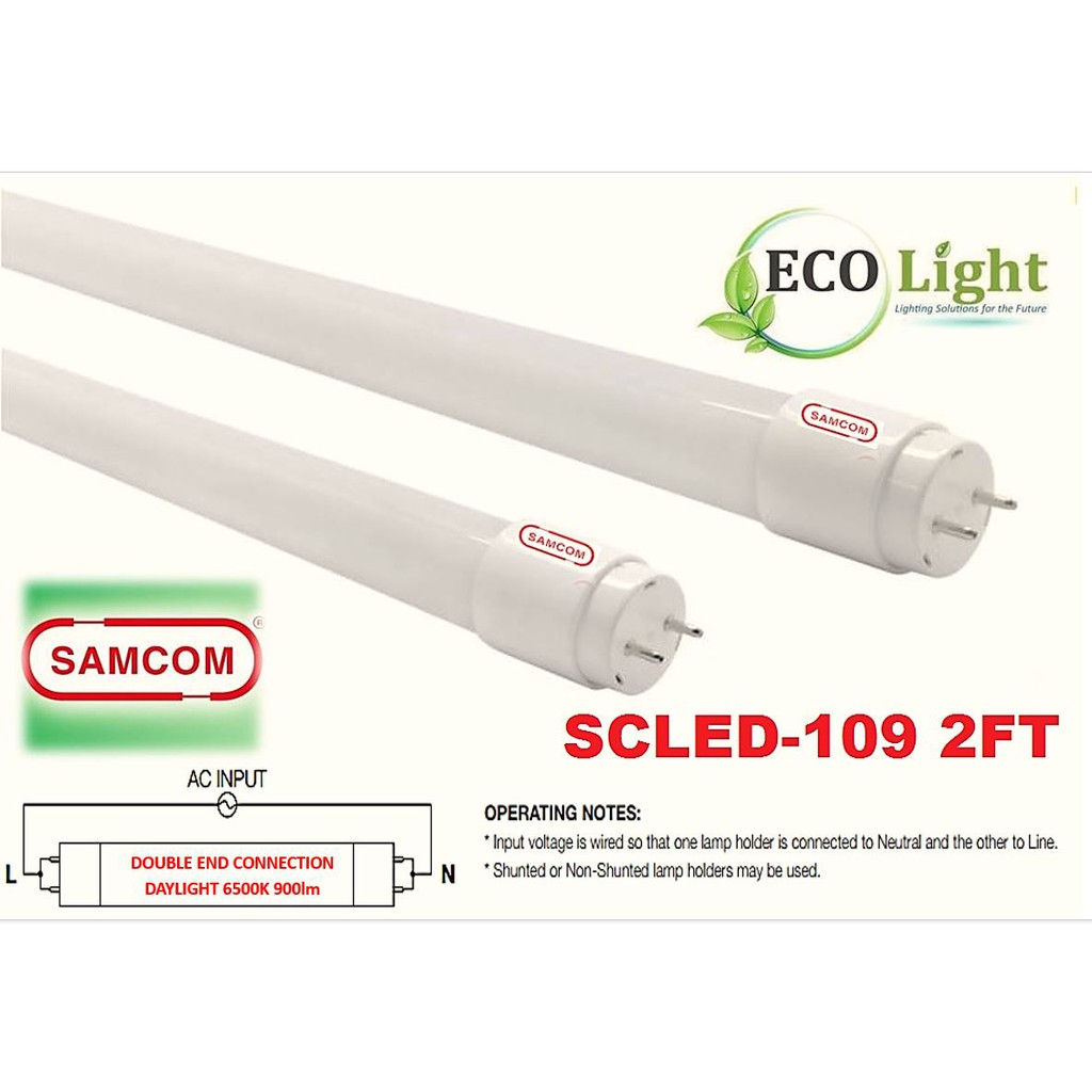 Samcom Electronics -T8 Led Tube 2FT (DayLight 6500k 9w 1080lm) | Shopee ...