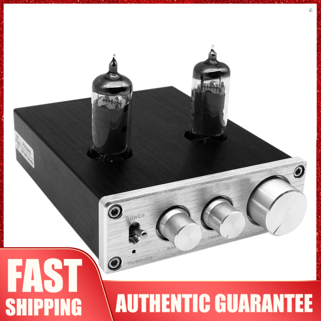 TUBE03 Mini HiFi Audio Preamplifier 6K4 Vacuum Tube Amplifier Buffer Treble Bass Adjustment RCA