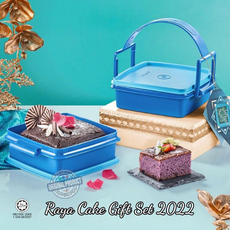 Tupperware 2022 Raya Cake Set (Set Of 2 Cake + Blue goody box ...