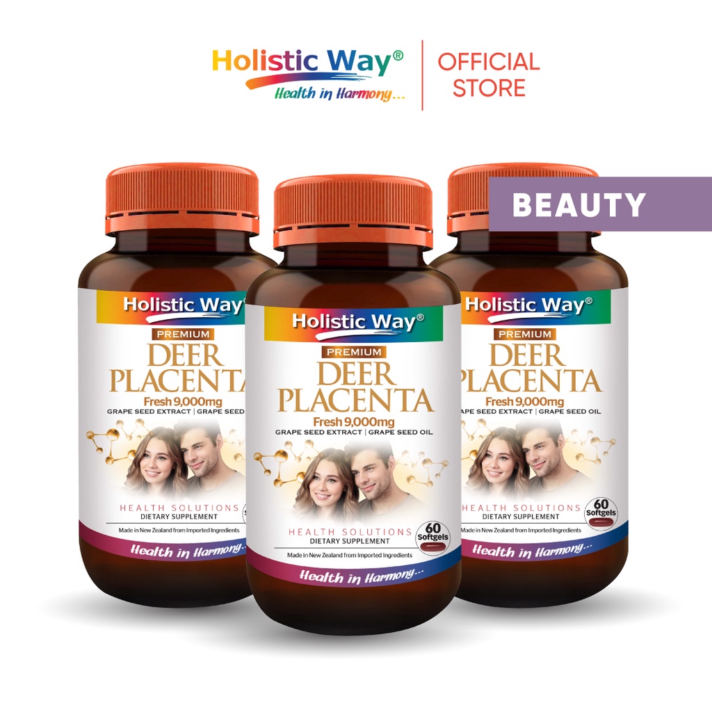 [Bundle of 3] Holistic Way Premium Deer Placenta Fresh 9000mg (60 Softgels x 3)