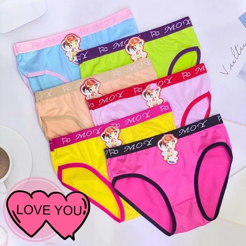 Kid's/Girl's Plain Underwear Panty 12pcs Assorted Colors for 59yrs old