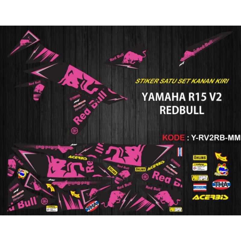 Sticker STRIPING DECAL Variation YAMAHA R15 V2 REDBULL V20Sticker ...