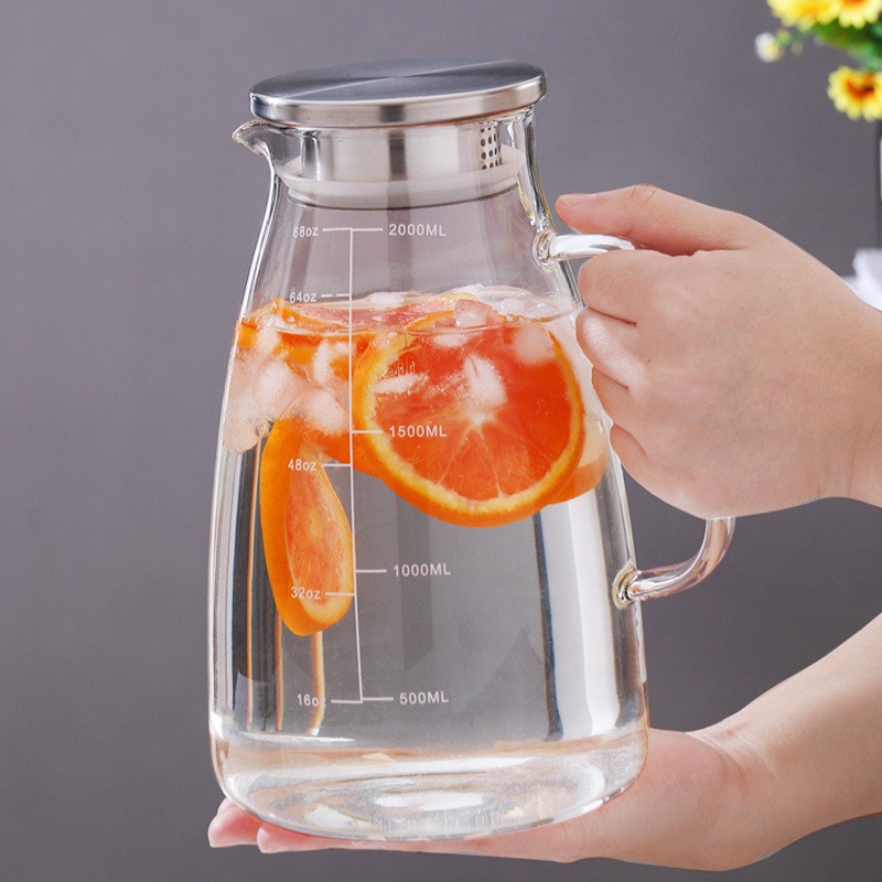 2L Large Capacity High Borosilicate Hydrochloric Acid Glass Jug Heat