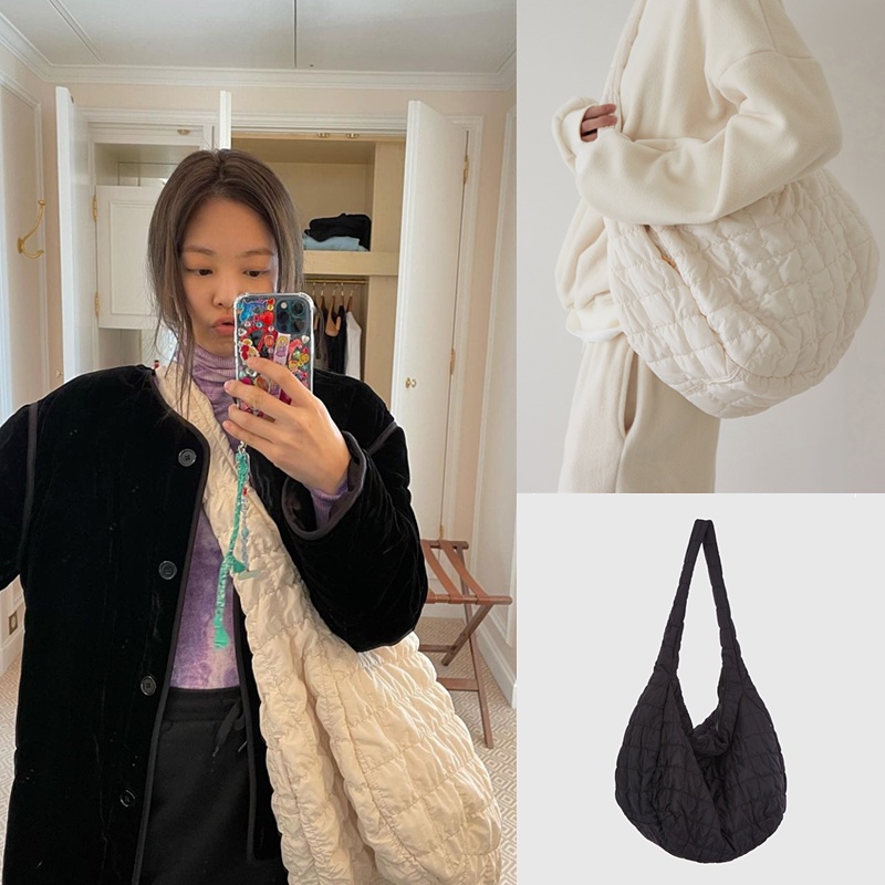 Blackpink Jennie Korean Unisex Large Capacity Pleated Cloud Crossbody ...