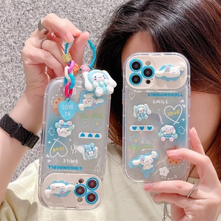 Kawaii Hello Kitty Sanrio Cinnamoroll Leather With Pendant Phone Case for  IPhone 14 13 12 11 Pro Max Anti-drop Back Cover Gift