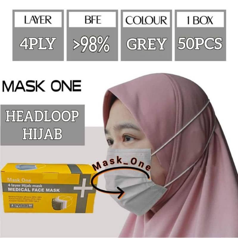 Mask One 4 Ply Medical Face Mask 50pcs (Ear Loop/Headloop) 四层医用口罩 ...