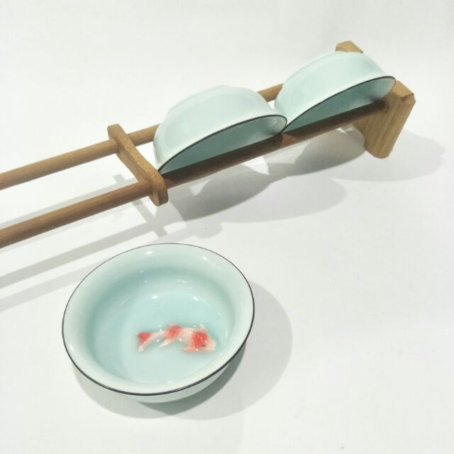 Stock-100% Bamboo Single-layer Kung Fu Tea Cup Storage Rack Drying Cup ...