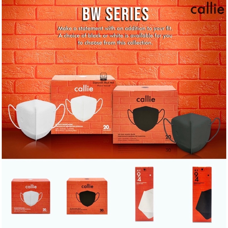 🇸🇬Ready Stock🇸🇬 Callie BW KF94 Respiration Surgical Mask & BW 3D