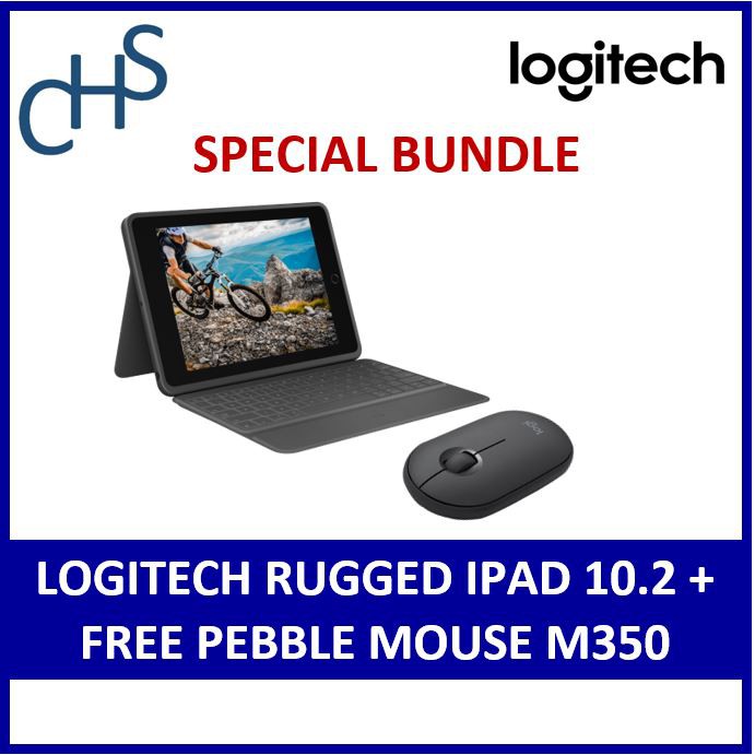 Logitech Rugged Folio Keyboard Case for iPad 10.2 7th and 8th Gen with ...