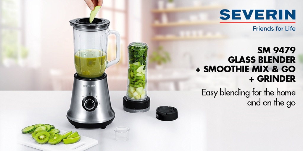 Severin SM 9479 Glass Blender Smoothie Mix Go Spice/ Herb