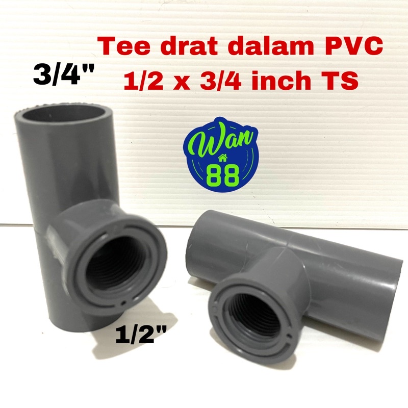 PVC inner thread tee TSJAYA 1/2 x 3/4 PVC Faucet Tee | Shopee Singapore