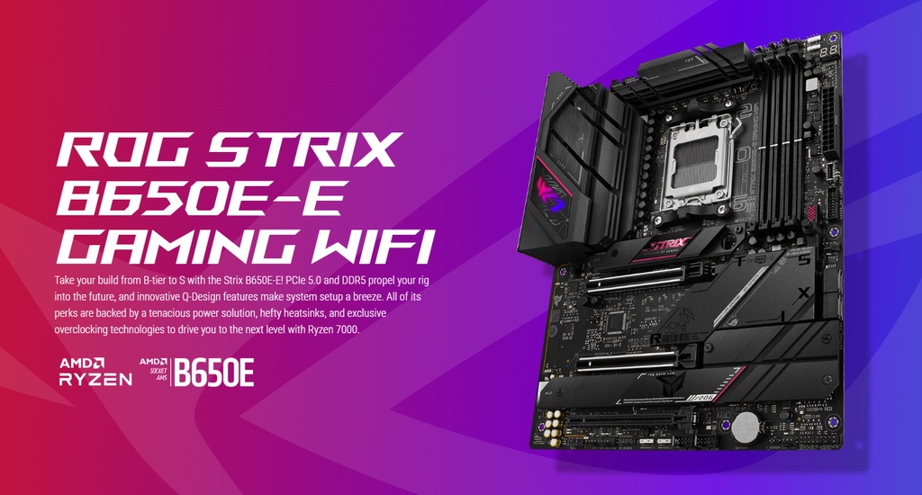 ASUS ROG STRIX B650E-E GAMING WIFI ATX Motherboard , Wi-Fi 6E, 4 x M.2 ...