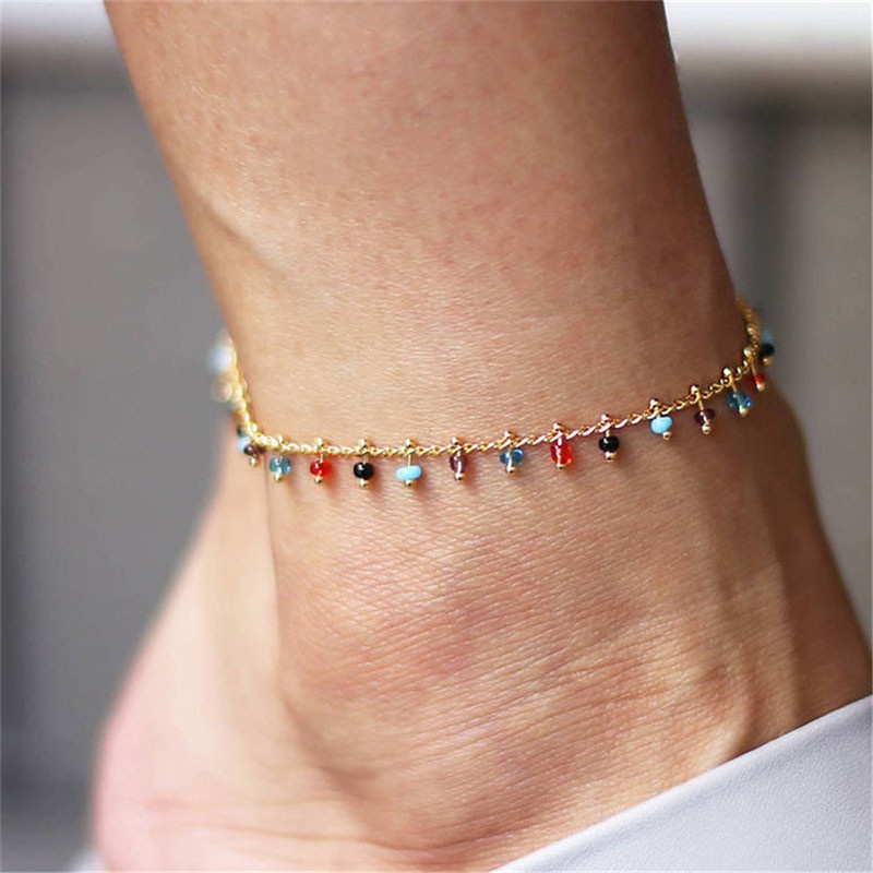 Glass sale bead anklets