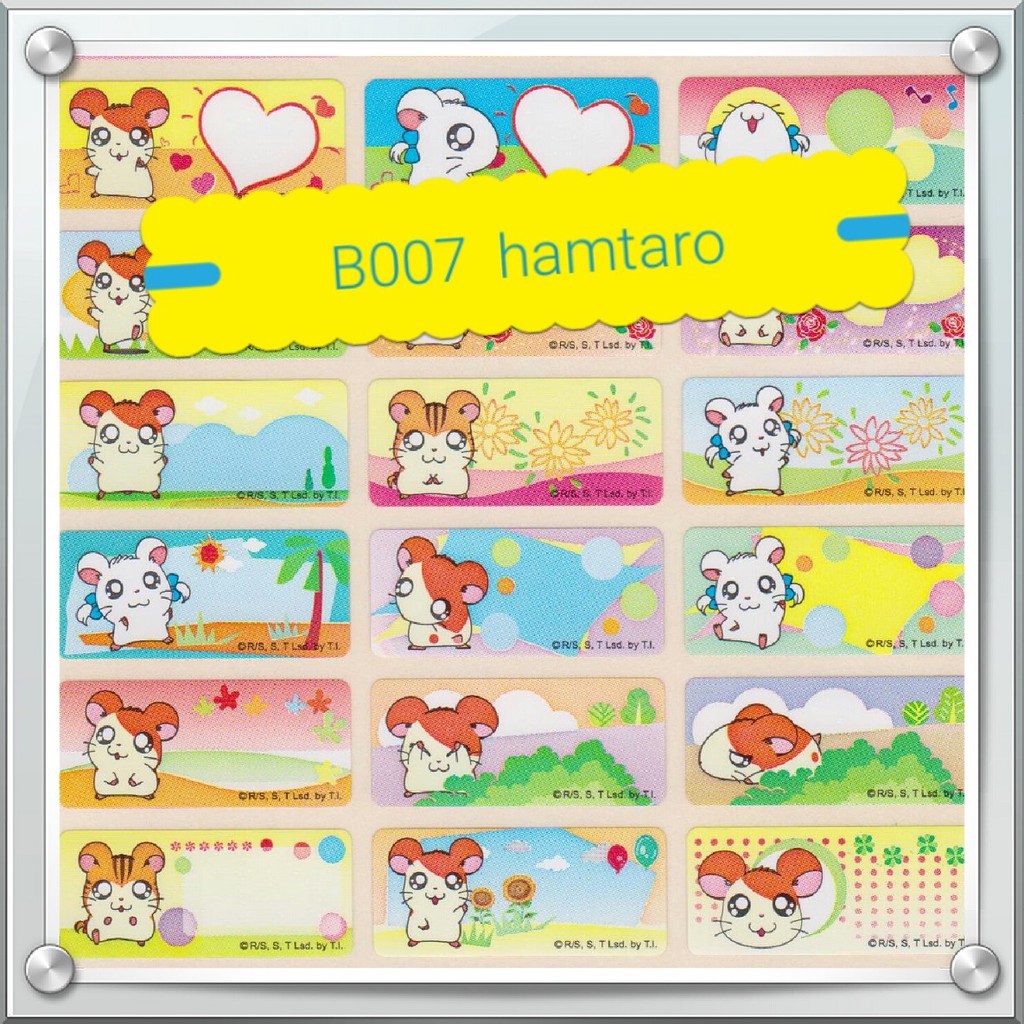 Cartoon Waterproof Name Sticker Winnie Mickey Hamtaro Emo Rilakkuma ...
