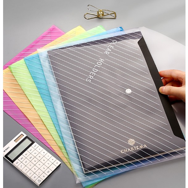 A4 Clear Paper File Folder 5 colors (Stationery School Office Case PP ...