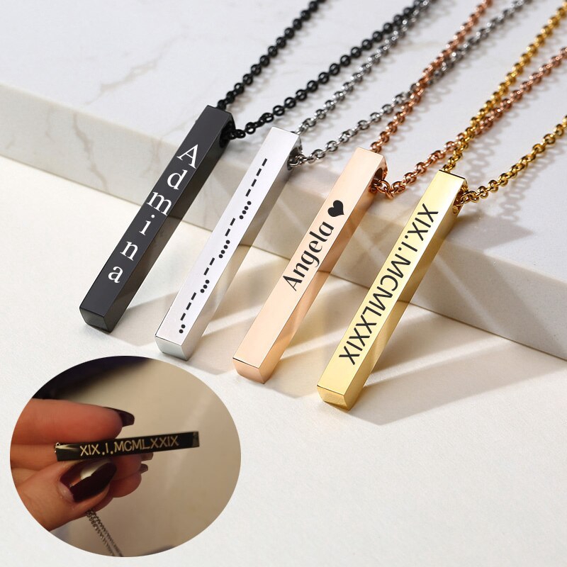 Custom bar hot sale name necklace