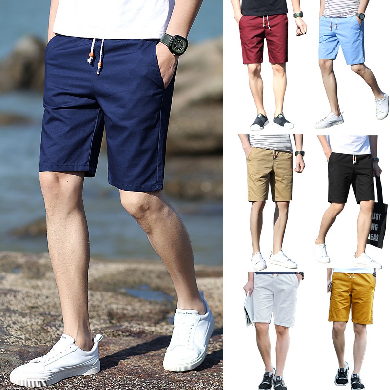 7 color 100% cotton Men's Pants Casual Shorts Beach Pants Sports